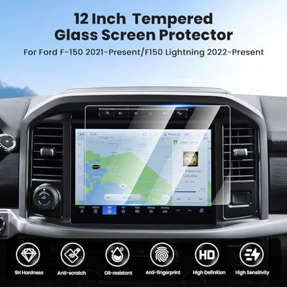 Canvcle Screen Protector for Ford F-150 2021-2025 2026/F150 Lightning 2022-2025 2026, 12 Inch Touch Screen Protector Tempered Glass Screen Cover Navigation Display Infotainment Protective Film - size: 2021-Present Ford F-150/F150 Lightning 12 Inch