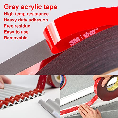 Hasaky Double Side Tape Heavy Duty,0.39in x 10ft Mounting Tape Strong Adhesive Double Sided Tape Waterproof Foam Tape for LED Strip Light Tape Picture Hanging Strips for Wall - size: 0.39in x 9.8ft