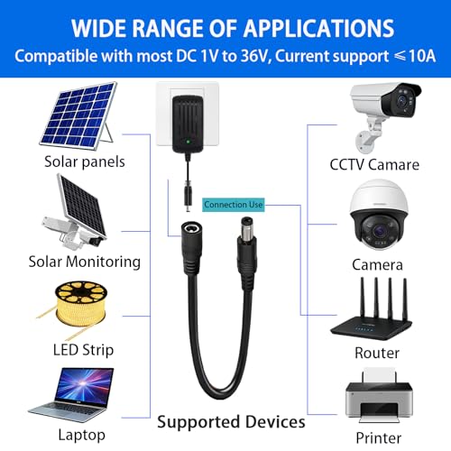 DC Power Extension Cable, 5.5mm x 2.5mm, 16.4FT, 3-Pack - color: Black 3pcs, size: 16.4ft