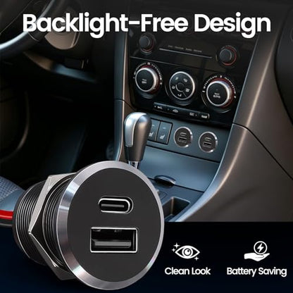Aluminum 12V USB Outlet, Dual Port Fast Charging Car Charger - color: Small Version