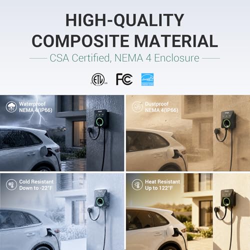 Level 2 EV Charger, 40Amp/9.6KW/240V, NEMA 14-50P, Wi-Fi(2.4 GHz) - color: Gray