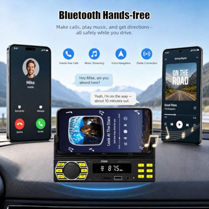 Single DIN Car Stereo Bluetooth Car Radio with FM/MP3/AUX USB Colorful Lights MP3 Player with Mobile Phone Holder Find a Car - color: P5-Phone Holder