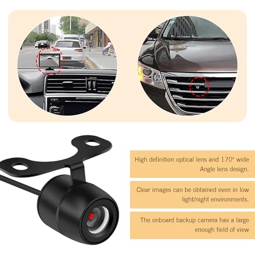 Backup Camera, HD 12V 170°Wide Angle Car Camera, Waterproof Reverse Camera with Video Cable Power Cord Screws & 2 in 1 Mount, Universal for Cars Trucks SUVs (Black)