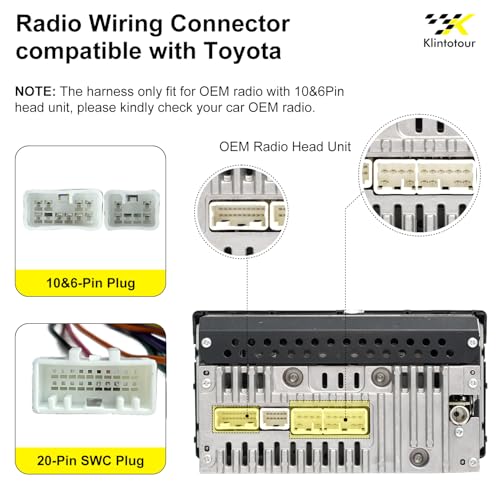 Aftermarket Radio Wiring Adapter Compatible with Toyota 1998-2012, 16Pin Android Car Stereo Harness with 20Pin SWC Reverse, Fit for Camry Corolla RAV4 Highlander 4Runner Land Cruiser Vios - style: with 20Pin swc