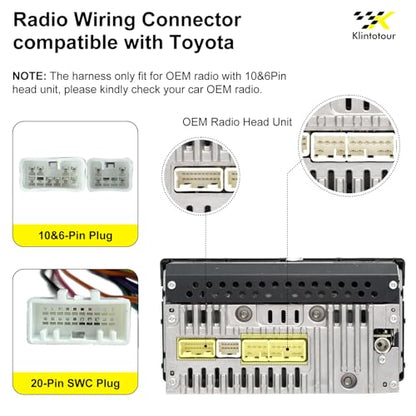 Aftermarket Radio Wiring Adapter Compatible with Toyota 1998-2012, 16Pin Android Car Stereo Harness with 20Pin SWC Reverse, Fit for Camry Corolla RAV4 Highlander 4Runner Land Cruiser Vios - style: with 20Pin swc