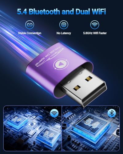 vnilrgle Wireless CarPlay Adapter for Apple iPhone 2026 Upgraded(Purple) - color: Purple