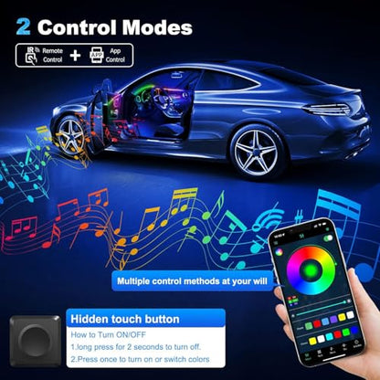 Acrylic Interior Car LED Strip Light with Wireless APP, RGB 6 in 1 with 175 inches 593 LEDs Fiber Optic Ambient Lighting Kits, 16 Million Colors Sound Active Function Car Neon Lights - size: RGB Kit - 6 in 1