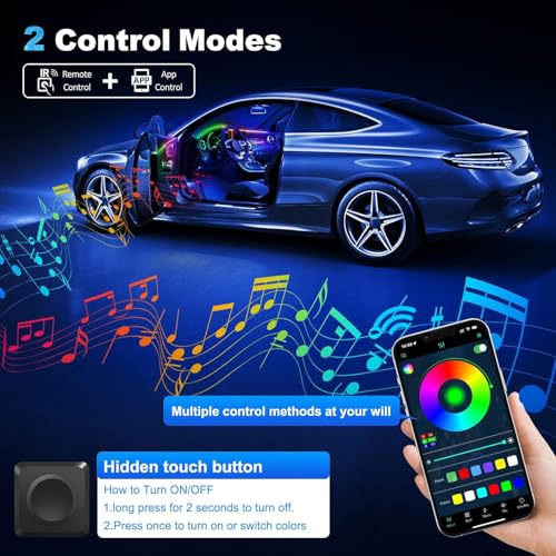 Acrylic Interior Car LED Strip Light with Wireless APP, RGB 10 in 1 with 175 inches 593 LEDs Fiber Optic Ambient Lighting Kits, 16 Million Colors Sound Active Function Car Neon Lights - size: RGB Kit - 10 in 1
