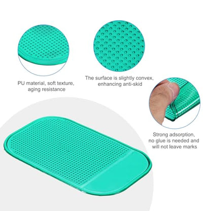 HARFINGTON 7pcs Car Dashboard Anti-Slip Mat 5.5" x 3" Universal Sticky Dash Pad Washable Reusable Car Non-Slip Mats for Phone Keys Sunglasses Electronic Devices, Green - color: Green