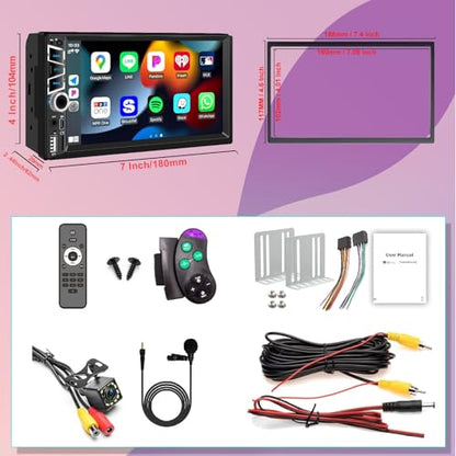 Wireless Apple Carplay 7 inch Double Din Car Stereo,Car Audio Receivers