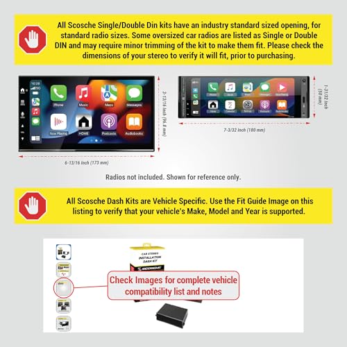 Scosche TA2105B Double or Single DIN with Pocket Radio Install Dash Kit Compatible with Select 2010-2015 Toyota Prius - Aftermarket Car Stereo Installation Kit - See Fit Guide Image for compatibility
