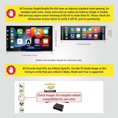 Scosche TA2105B Double or Single DIN with Pocket Radio Install Dash Kit Compatible with Select 2010-2015 Toyota Prius - Aftermarket Car Stereo Installation Kit - See Fit Guide Image for compatibility