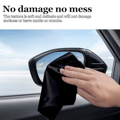 10PCS Suede Microfiber Cloths, 8"×8" Suede Cloth Cleaning Rags, Double-Sided Cleaning Cloths for Car LCD Display, Screens, Glasses, Lenses, Mirrors, Windows, Delicate Surfaces (Black)