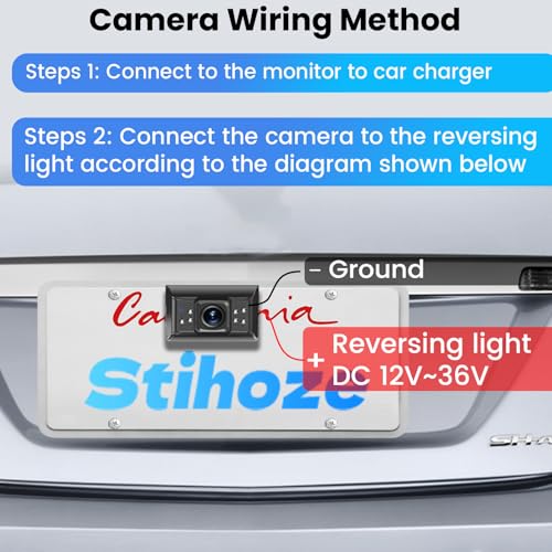 15-Min Install 5-Inch Wireless Backup Camera for Car：1080P HD No Drill Plug-Play 2-Split Monitor, Need Wiring Stable Signal Waterproof IR Night Vision Rear View Camera for SUV, Pickup, Van, Camper