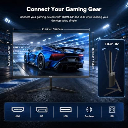 24 Inch Curved Gaming Monitor, FHD 1080P, 200Hz | 3000R, 4000:1 Contrast, 1ms Response Time, 98% sRGB, AMD FreeSync, Eye Care, HDMI 2.0 & DP 1.4, VESA Mount, for Game & Office - size: 24 inch