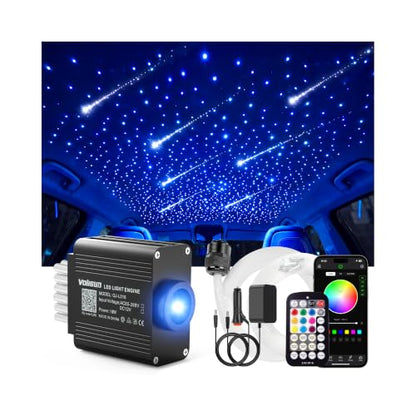 VOLISUN 16W Starlight Headliner Kit for Car,200pcs Fiber Optic Lights,6.5ft Star Lights+Meteor Shooting Star,APP & Remote Control,RGBW Interior Car Lights for Ceiling,Home,Party - size: 200pcs*0.03in*6.5ft+Meteor
