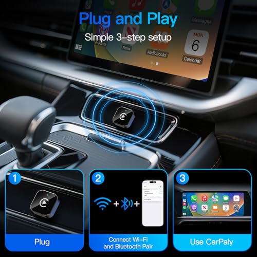 (2026 Upgraded) 2 in 1 Wireless CarPlay Adapter for Apple iPhone＆Android - color: Black