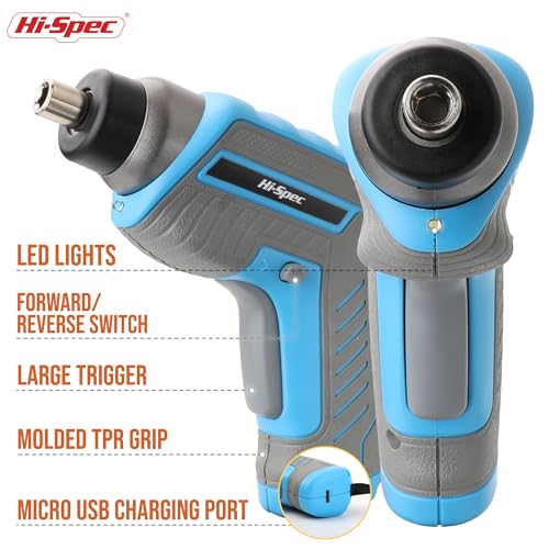 Hi-Spec 3.6V USB Electric Screwdriver for Home Repairs and Assembly,Blue - color: Blue, size: 35 Pieces