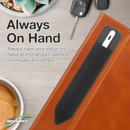 BoxWave Stylus Pouch Compatible with Lagwry Dual Car Dash Cam 2025 (7 in) - Stylus PortaPouch, Pen Stylii Holder Carrier Portable Self-Adhesive - Jet Black