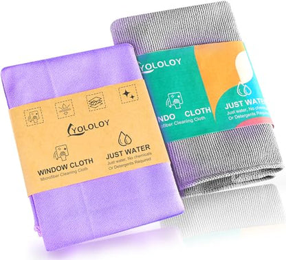 Norwεx Basic Package - Window & Enviro Cloth Set. Just Water - No Chemicals Needed. Without Leaving Streaks. Cleaning Cloth For Household, Enviro, Dusting, Cleaning Homes, Cars, Bars, And Offices. - color: Window & Enviro Cloth (Purple & Grey）