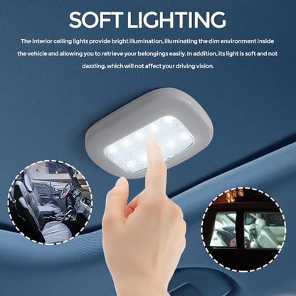 Car Interior Ceiling Roof Lights, Dome Light, Magnetic Rechargeable USB Wireless Dome Lamp, Press Switch 10 LEDs Car Interior Ceiling Reading Lamp Universal for RV Truck Trailer Camper (Gray) - color: Gray