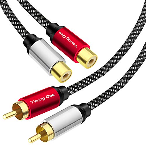 2RCA Male to 2RCA Female Extension Cable 3 ft, 2 RCA Extension Cable Nylon Braid 2 RCA Male to 2 RCA Female Stereo Audio Extension Cord (3FT/1M) - size: 3 ft