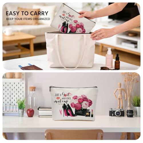 Fashion Makeup Bag, Floral High Heel Cosmetic Bags Travel Organizer Bag - color: Multicolor 0078