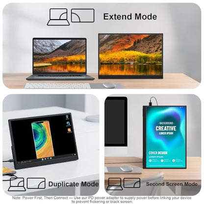 Topmonitor Portable Monitor Touchscreen 15.6" 1080P FHD IPS, 10-Point Touch Travel Gaming Display with Dual Speakers & Kickstand, USB-C HDMI External Screen for Laptop, MacBook, Phone, PS5, Switch - size: 15.6 inch 1080P 2