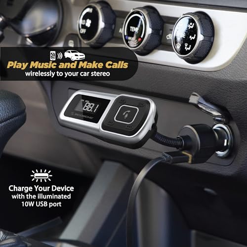 Scosche BTFMSR BTFREQ Universal Bluetooth Hands-Free Car Kit with Digital FM Transmitter and 10-Watt USB Car Charger - color: Black/Silver, size: Single Port, style: 12W (1 USB-A)