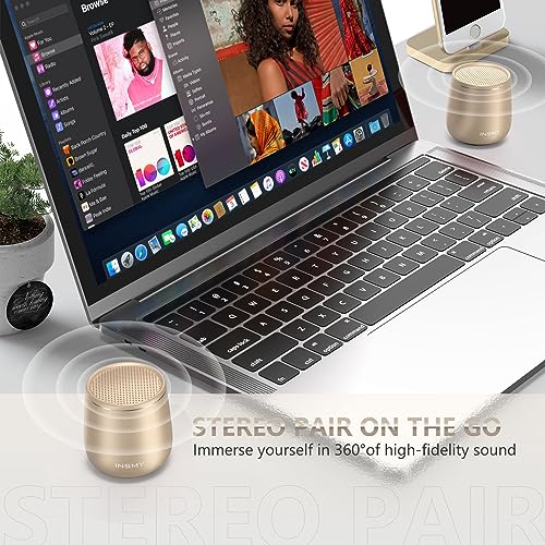 INSMY Small Bluetooth Speaker, Waterproof Mini Portable Wireless Speakers - color: Gold