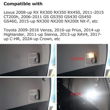 iJDMTOY Super Bright 2W High Power Xenon White Full LED Trunk Cargo Area Light Assembly Compatible With Lexus, Compatible With Toyota, Powered by 20-SMD LED Diodes - style: White