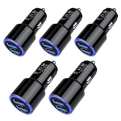 Car Charger Adapter, 5Pack 4.8A Dual Port Fast Charge Car Phone Charger