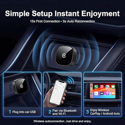 Wireless CarPlay Adapter for Apple iPhone & Android Auto 2026 Upgrade