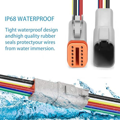 Deutsch DT 12 Pin 14 AWG Waterproof Connector, 2 Pairs 12 Wire Automotive Electrical Connectors, Male & Female Plug for Truck, Boat, Car, LED Lights (12 Pin) - size: 12 Pin