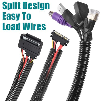 1/2 Inch Wire Loom Split Tubing - 30 ft Cord Protector Electric Wires Covers, Automotive Wire Flexible Conduit, Plastic Wire Cover with Cable Zip Tie (1/2"-30ft) - size: 1/2"-30ft