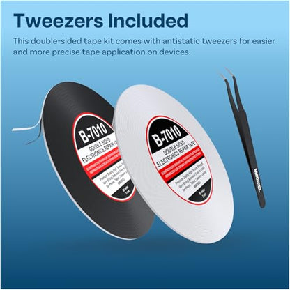 MMOBIEL Double Sided Adhesive Tape 2mm 2 x 50m Roll (Black & White) Ultra Strong Mounting Tape for LCD Screen Repair, Smartphone Tablet Laptop Glass Fix – Total 100m (328ft) - color: Black & White, size: 2 mm