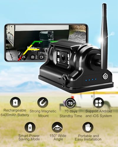 Magnetic Wireless Backup Camera with Metal Plate, Easy Install