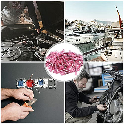 Heat Shrink Butt Wire Connectors, 200 Pcs Red 22-16 AWG Insulated Waterproof Electrical Wire Connectors Automotive Marine Wire Crimp Terminals Butt Splices for Boat, Car - size: 200Pcs 22-16 AWG