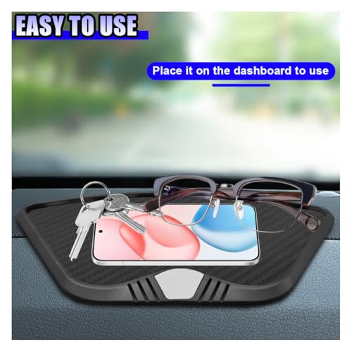 YoRise Car Dashboard Non Slip Mat, 10.62'' x 5.98'' PVC Carbon Fiber Sticky Dash Pad, Cell Phone Holder Adhesive Mat, Car Dash Gripping Pad Storage Tray for Keys, Sunglasses, GPS (CarbonFiber) - color: CarbonFiber