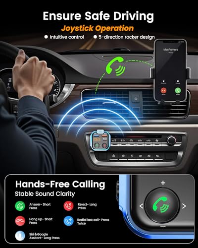 LENCENT FM Transmitter in-Car Adapter, Wireless Bluetooth 5.3 Radio Car Kit - size: Blue-38W