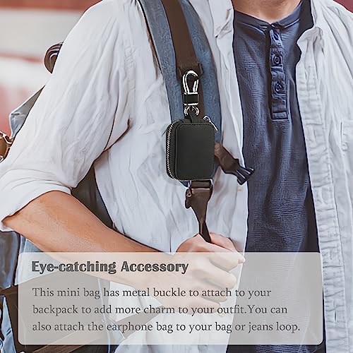Earbud Case Headphone Storage Case Compatible with Airpods 1/2/3/Pro Wireless Earphones Carrying Pouch Small PU Leather Bag Shockproof Earpods Cover Universal Bag Travel Protection Pouche - color: Black