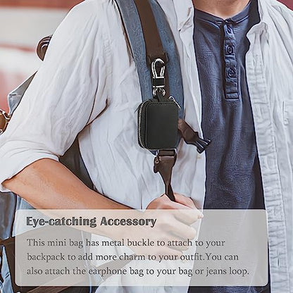 Earbud Case Headphone Storage Case Compatible with Airpods 1/2/3/Pro Wireless Earphones Carrying Pouch Small PU Leather Bag Shockproof Earpods Cover Universal Bag Travel Protection Pouche - color: Black