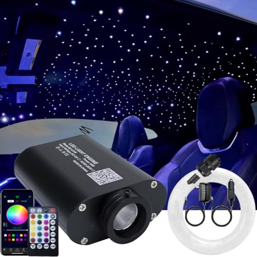 AZIMOM LED Bluetooth 16W RGBW Fiber Optic Light Star Ceiling Lighting Kits Music Mode 550pcs 0.03in 13.1ft Fibers Cables APP Remote Control For Car Home Headliner Light Decoration - size: 550pcs*0.03in*13.1ft