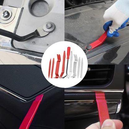 Auto Trim Removal Tool Kit, 17 Pcs Auto Car Trim Tool Set Plastic Pry Tool Kit for Car, Clip, Audio, Dashboards, Door Panel Window Molding Fastener Remover Tool Kit - color: Red