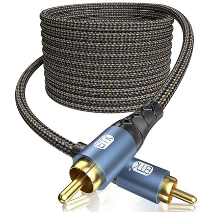 EMK Subwoofer Cable RCA to RCA Audio Cable 24K Gold-Plated Nylon Braided Double Shielded Digital Analogue Supports Amplifiers,Home Theater,Hi-Fi Systems,Subwoofer(50ft/15m) - size: 50ft/15m, style: RCA to RCA