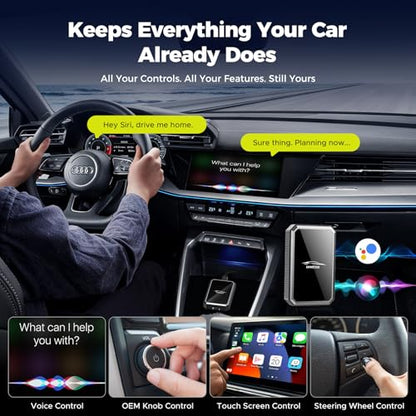 LAMTTO 2-in-1 Wireless CarPlay Adapter, HD Media Port for TV Stick/Switch