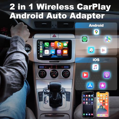 2 in 1 Wireless CarPlay Android Auto Adapter Auto Connect No Delay