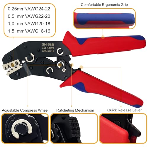 859pcs Automotive Electrical Pin Terminal Connectors Kit with Crimping Tool - color: 859pcs Pin Terminals With Crimper