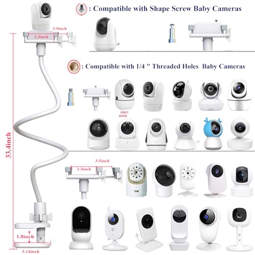 Baby Monitor Mount Holder Compatible with Momcozy,Nanit Pro & Flex Stand, Hellobaby,Blemil,Comfyer BM01,Infant Optics,ANMEATE SM935E,Vava,Motorola - color: 33"White