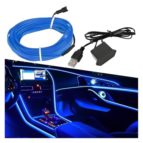 ZIMISI EL 와이어 자동차 내부 LED 스트립 조명, 네온 라이트 스트립 (블루) - color: 블루.